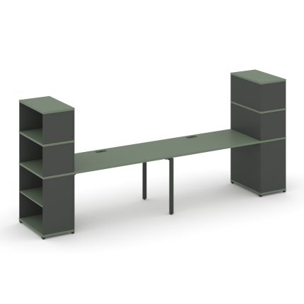 Concept Рабочая станция с опорными стеллажами с надставкой выс. CN.ORS-213 Кобо/Антрацит/Металл Антр