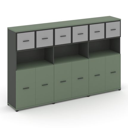 Concept Шкаф 3 широкие секции, 4 ниши CN.STS-435 RMB A Кобо/Антрацит/Металл Антрацит/Сатин 2500*420*