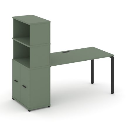 Concept Стол рабочий с опорным распаш. шкафом с надставкой выс. CN.SP-231 B Кобо/Металл Черный 1800*