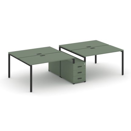 Concept Рабочая станция 4 места с двухсторонней опорной тумбой CN.DRS-309 B Кобо/Металл Черный 2272*