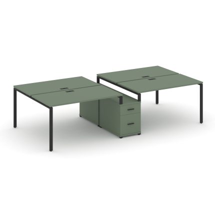 Concept Рабочая станция 4 места с двухсторонней опорной тумбой CN.DRS-314 B Кобо/Металл Черный 2672*