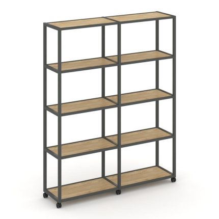 Shelf Mobile Стеллаж 5 уровней 2 секции VR.LT-STK-511.08 Тиквуд Светлый/Металл Антрацит 1570*400*200