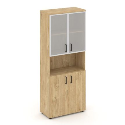 Style Project Шкаф высокий широкий SN.STS-106 Тиквуд Светлый/Сатин/Черный Ручки 796*400*1982