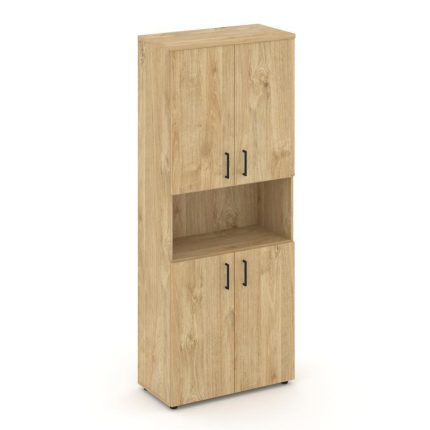 Style Project Шкаф высокий широкий SN.STS.E-107 Тиквуд Светлый/Черный Ручки 796*400*1982