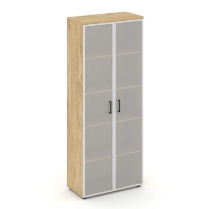 Style Project Шкаф высокий широкий SN.STS-109 Тиквуд Светлый/Сатин/Черный Ручки 796*400*1982