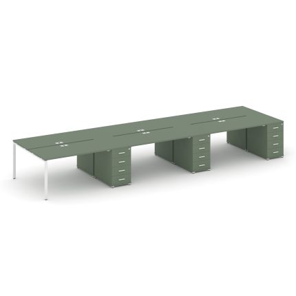 Concept Рабочая станция 6 мест с 3 опорными тумбами CN.DRS-457 W Кобо/Металл Белый 4200*1480*750