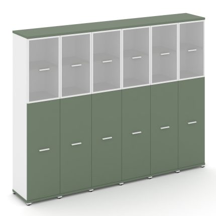 Concept Шкаф 6 узких секций, 5 ниш CN.STU-565 RMW W Кобо/Белый Бриллиант/Металл Белый/Сатин 2500*420