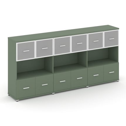 Concept Шкаф 3 широкие секции, 3 ниши CN.STS-335 RMW W Кобо/Металл Белый/Сатин 2500*420*1186