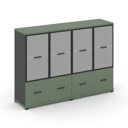 Concept Шкаф 2 широкие секции, 3 ниши CN.STS-322 RMB A Кобо/Антрацит/Металл Антрацит/Сатин 1668*420*