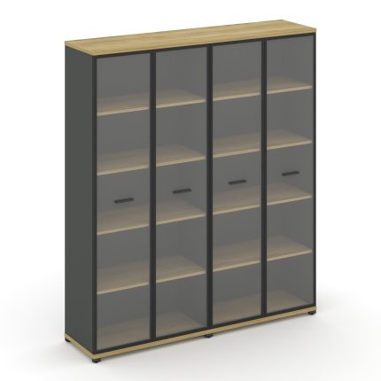 Concept Шкаф 2 широкие секции, 5 ниш CN.STS-528 RPB A Дуб Винченцо/Антрацит/Металл Антрацит/Прозрачн