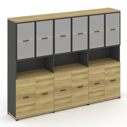 Concept Шкаф 3 широкие секции, 5 ниш CN.STS-533 RMB A Дуб Винченцо/Антрацит/Металл Антрацит/Сатин 25