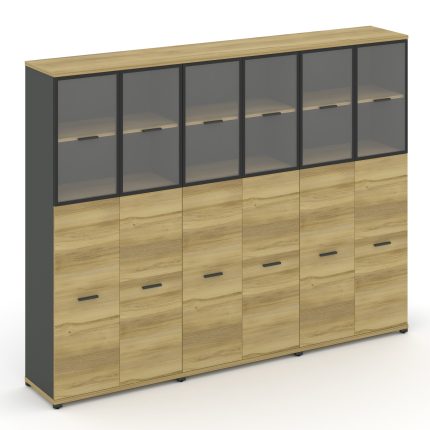 Concept Шкаф 3 широкие секции, 5 ниш CN.STS-535 RPB A Дуб Винченцо/Антрацит/Металл Антрацит/Прозрачн