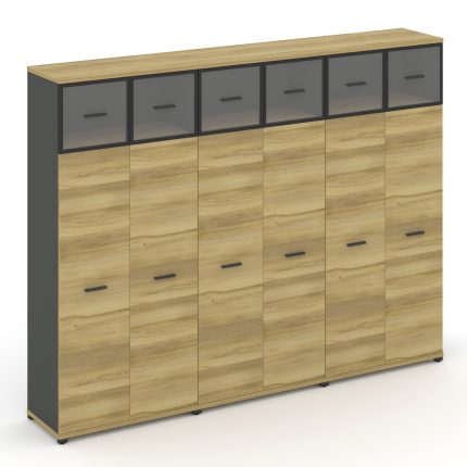 Concept Шкаф 3 широкие секции, 5 ниш CN.STS-537 RPB A Дуб Винченцо/Антрацит/Металл Антрацит/Прозрачн