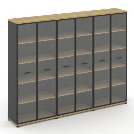 Concept Шкаф 3 широкие секции, 5 ниш CN.STS-538 RPB A Дуб Винченцо/Антрацит/Металл Антрацит/Прозрачн