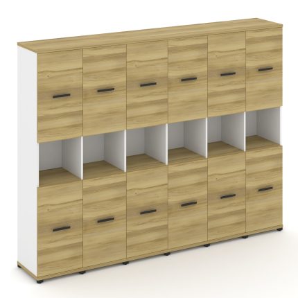 Concept Шкаф 6 узких секций, 5 ниш CN.STU-563 B Дуб Винченцо/Белый Бриллиант/Металл Черный 2500*420*