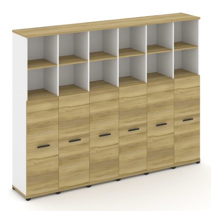 Concept Шкаф 6 узких секций, 5 ниш CN.STU-564 B Дуб Винченцо/Белый Бриллиант/Металл Черный 2500*420*