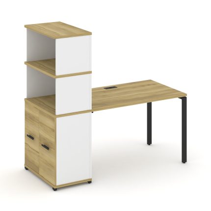 Concept Стол рабочий с опорным распаш. шкафом с надставкой выс. CN.SP-230 B Дуб Винченцо/Белый Брилл