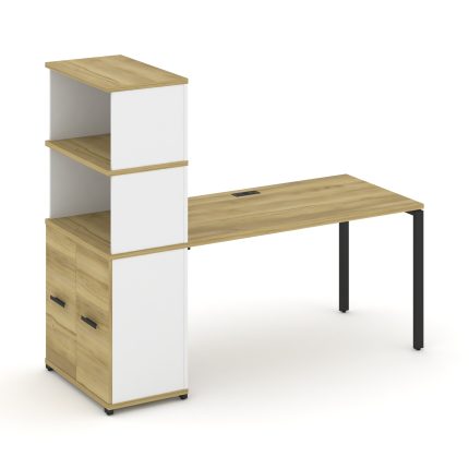 Concept Стол рабочий с опорным распаш. шкафом с надставкой выс. CN.SP-231 B Дуб Винченцо/Белый Брилл