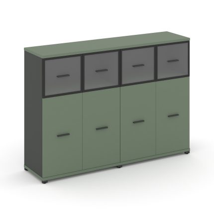 Concept Шкаф 2 широкие секции, 3 ниши CN.STS-324 RPB A Кобо/Антрацит/Металл Антрацит/Прозрачный 1668