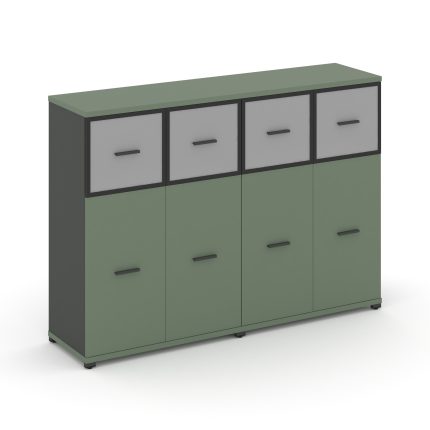 Concept Шкаф 2 широкие секции, 3 ниши CN.STS-324 RMB A Кобо/Антрацит/Металл Антрацит/Сатин 1668*420*