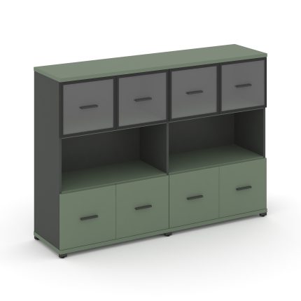 Concept Шкаф 2 широкие секции, 3 ниши CN.STS-325 RPB A Кобо/Антрацит/Металл Антрацит/Прозрачный 1668