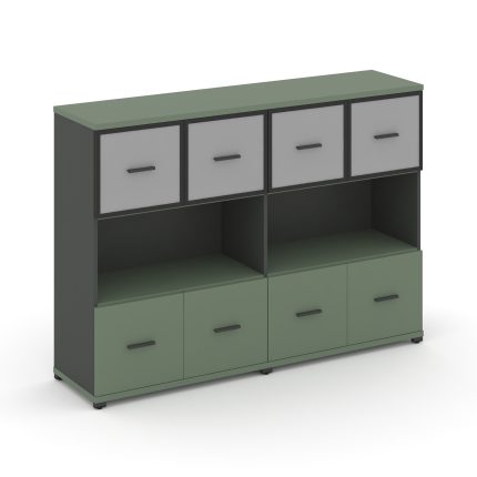 Concept Шкаф 2 широкие секции, 3 ниши CN.STS-325 RMB A Кобо/Антрацит/Металл Антрацит/Сатин 1668*420*