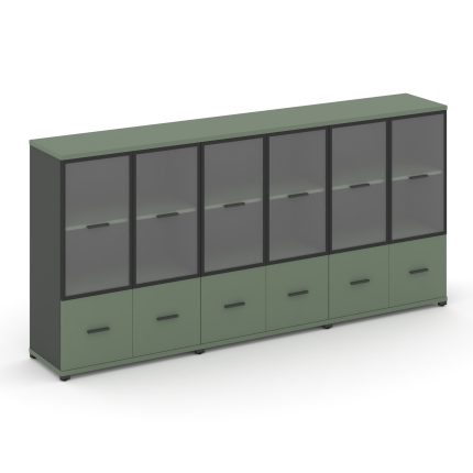 Concept Шкаф 3 широкие секции, 3 ниши CN.STS-332 RPB A Кобо/Антрацит/Металл Антрацит/Прозрачный 2500