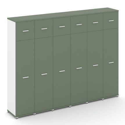 Concept Шкаф 6 узких секций, 5 ниш CN.STU-567 W Кобо/Белый Бриллиант/Металл Белый 2500*420*1922