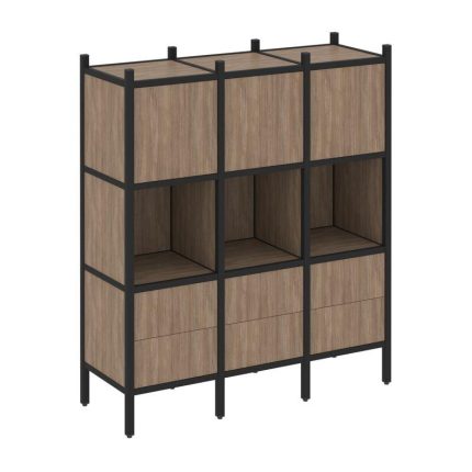 Loft Прямой стеллаж VR.L-08 Дуб Аризона/Металл Черный 1278*446*1458