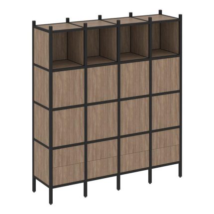 Loft Прямой стеллаж VR.L-09 Дуб Аризона/Металл Черный 1694*446*1869