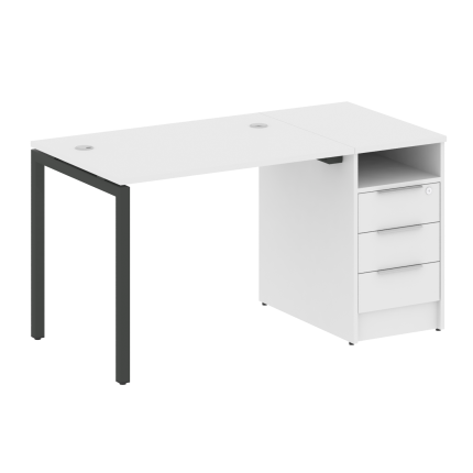 Metal System Quattro Рабочая станция с тумбой на П-образном м/к 40БП.РС-СТП-1.1 Белый/Металл Антраци