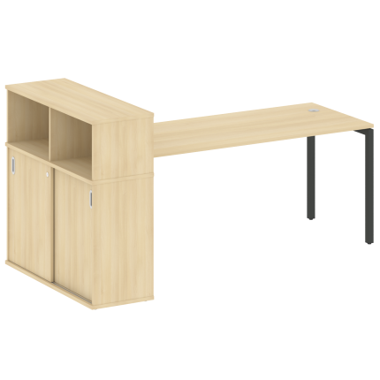 Metal System Quattro Стол письменный с шкафом-купе на П-образном м/к 40БП.РС-СШК-3.5 Т Акация Лорка/