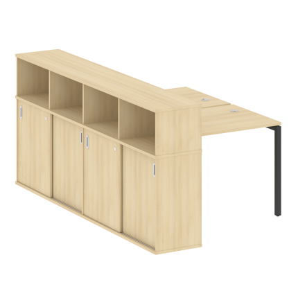 Metal System Quattro Рабочая станция с шкафом-купе на П-образном м/к 40БП.РС-СШК-4.1 Т Акация Лорка/