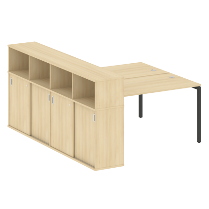 Metal System Quattro Рабочая станция с шкафом-купе на П-образном м/к 40БП.РС-СШК-4.3 Т Акация Лорка/