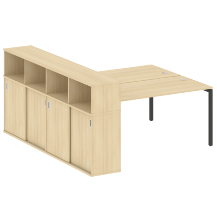 Metal System Quattro Рабочая станция с шкафом-купе на П-образном м/к 40БП.РС-СШК-4.4 Т Акация Лорка/