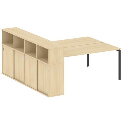 Metal System Quattro Рабочая станция с шкафом-купе на П-образном м/к 40БП.РС-СШК-4.5 Т Акация Лорка/