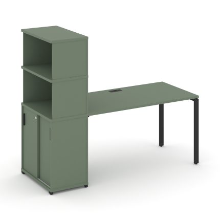 Concept Стол рабочий с опорным шкафом-купе с надставкой выс. CN.SP-243 B Кобо/Металл Черный 1800*720