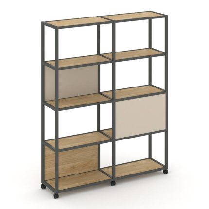 Shelf Mobile Стеллаж 5 уровней 2 секции VR.LT-STK-512.12 Тиквуд Светлый/Металл Антрацит/W-04 2370*40