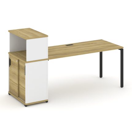 Concept Стол рабочий с опорным шкафом-купе с надставкой низ. CN.SP-240 B Дуб Винченцо/Белый Бриллиан