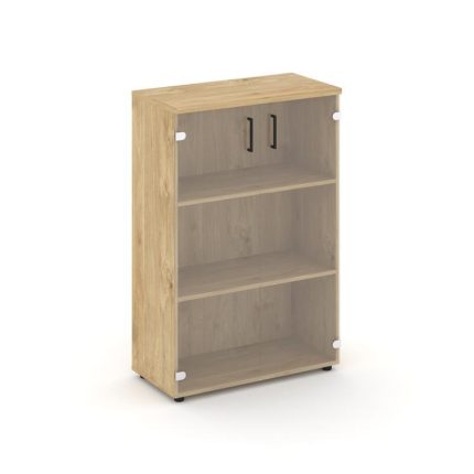 Style Project Шкаф средний широкий SN.STS.E-205 Тиквуд Светлый/Прозрачный/Черный Ручки 796*400*1203