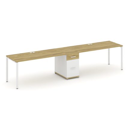 Concept Рабочая станция 2 места с 1 опорной тумбой CN.ORS-408 W Дуб Винченцо/Белый Бриллиант/Металл