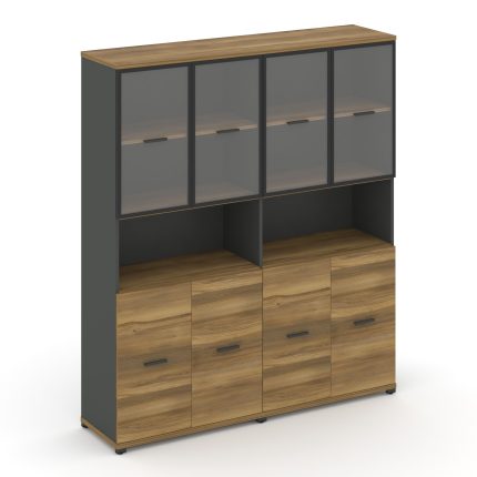 Concept Шкаф 2 широкие секции, 5 ниш CN.STS-523 RPB A Сандал Янтарный/Антрацит/Металл Антрацит/Прозр