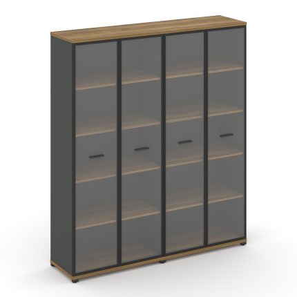 Concept Шкаф 2 широкие секции, 5 ниш CN.STS-528 RPB A Сандал Янтарный/Антрацит/Металл Антрацит/Прозр