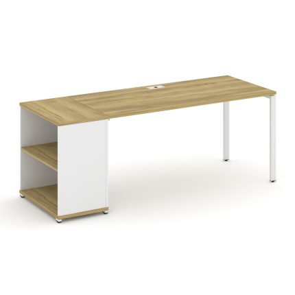Concept Стол рабочий с опорным стеллажом CN.SP-204 Дуб Винченцо/Белый Бриллиант/Металл Белый 2000*72
