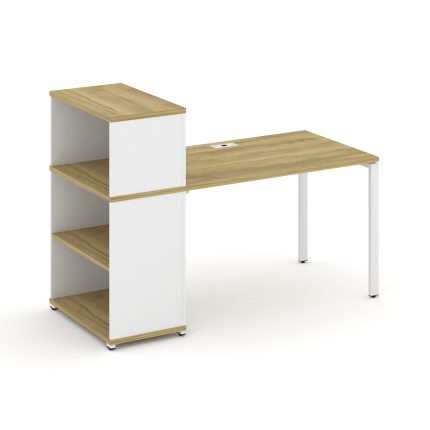 Concept Стол рабочий с опорным стеллажом с надставкой низ. CN.SP-210 Дуб Винченцо/Белый Бриллиант/Ме