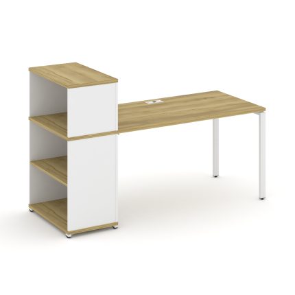 Concept Стол рабочий с опорным стеллажом с надставкой низ. CN.SP-211 Дуб Винченцо/Белый Бриллиант/Ме