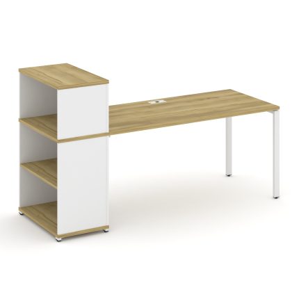 Concept Стол рабочий с опорным стеллажом с надставкой низ. CN.SP-212 Дуб Винченцо/Белый Бриллиант/Ме