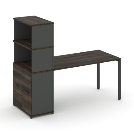 Concept Стол рабочий с опорным распаш. шкафом с надставкой выс. CN.SP-230 A Дуб Мали/Антрацит/Металл