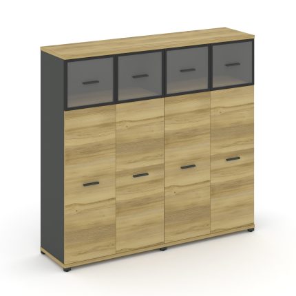 Concept Шкаф 2 широкие секции, 4 ниши CN.STS-424 RPB A Дуб Винченцо/Антрацит/Металл Антрацит/Прозрач