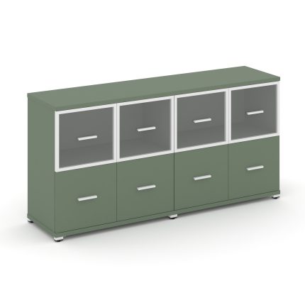 Concept Шкаф 2 широкие секции, 2 нишии CN.STS-222 RPW W Кобо/Металл Белый/Прозрачный 1668*420*818